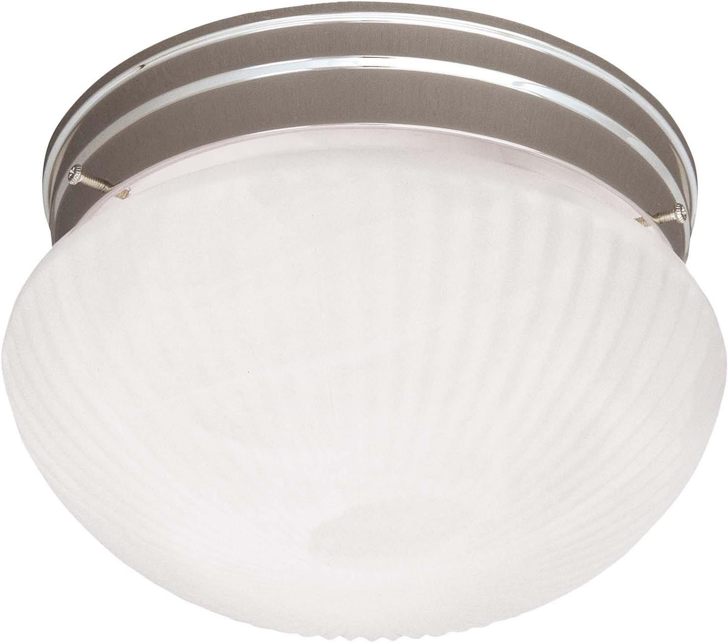 Savoy House 6-400-7-SN Traditional White Ribbed Marble Glass Flush Mount, 1-Light 60 Watt, 5" H x 7" W, Satin Nickel