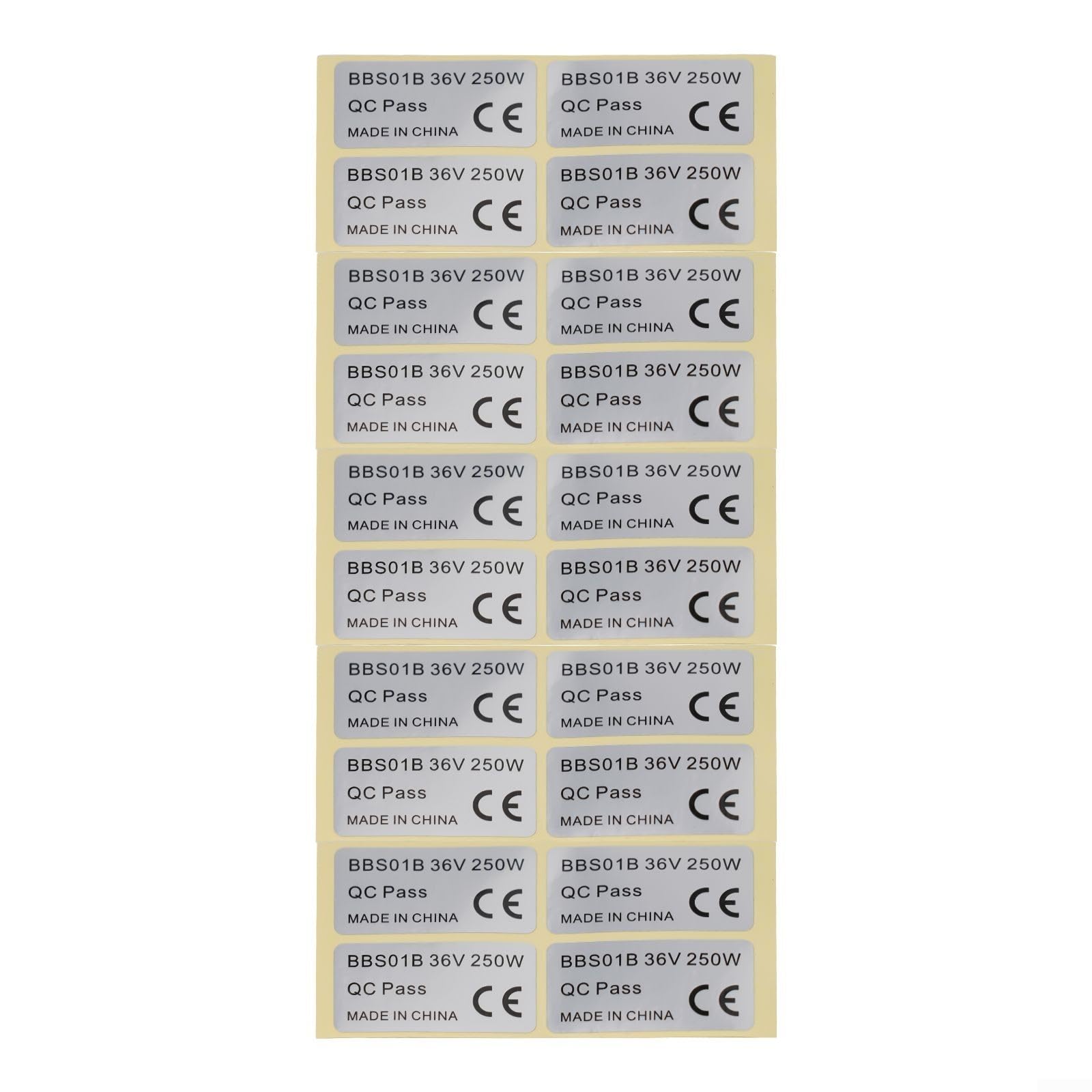20 Pcs Ebike Electric Bicycle Sticker Set for BAFANG 36V 250W/48V 750W 01/02 HD SH Motor, PVC Silver Decals, 45X23mm, Waterproof Labels(48V 750W)
