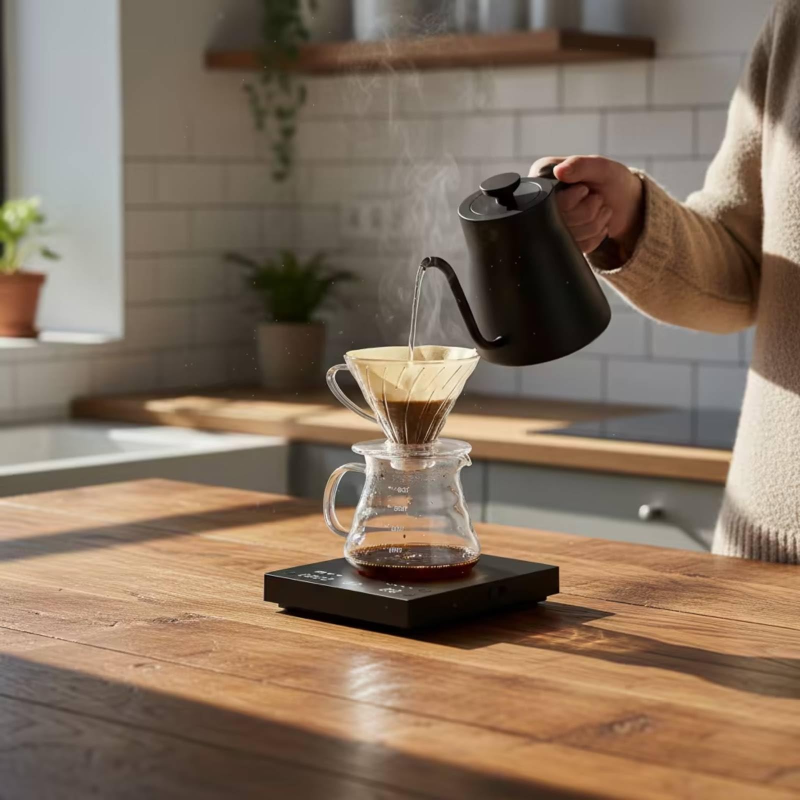 Gralara Kaffeewaage präzise Waage digital Küchenwaage für Küche, Weiß