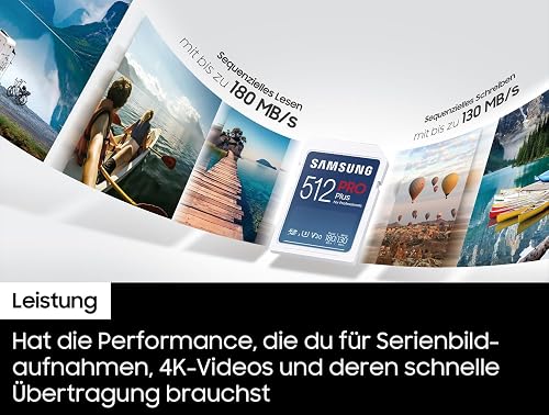 Samsung Pro Plus MB-SD128SB/WW Carte SD UHS-I U3 Full HD & 4K UHD 180 Mo/s en Lecture 130 Mo/s en écriture pour appareils Photo et Drones avec Lecteur de Carte USB - 4