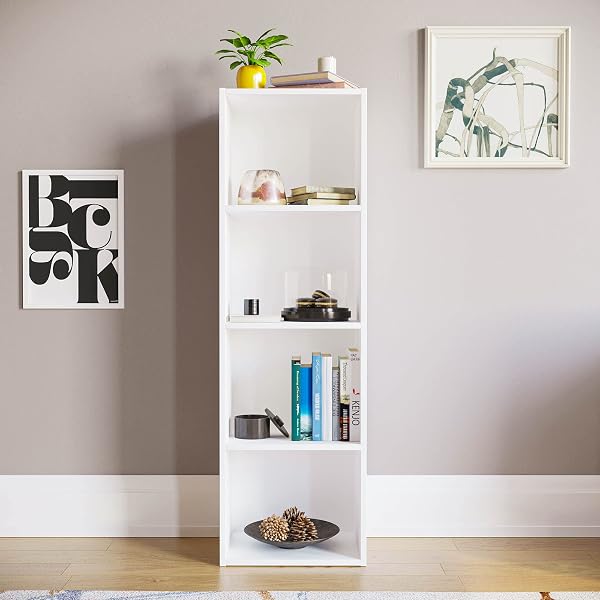 Vida Designs Oxford 4 Tier Cube Bookcase, White Wooden Shelving Display Storage Unit Office Living Room Furniture - 2
