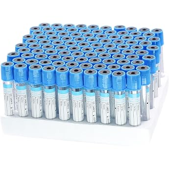 100pcs Coagulation Sodium Citrate Plastic Tubes Sterile Negative Pressure Vacuum Blue Lid Anticoagulant PRP Tube Color 10ml PET