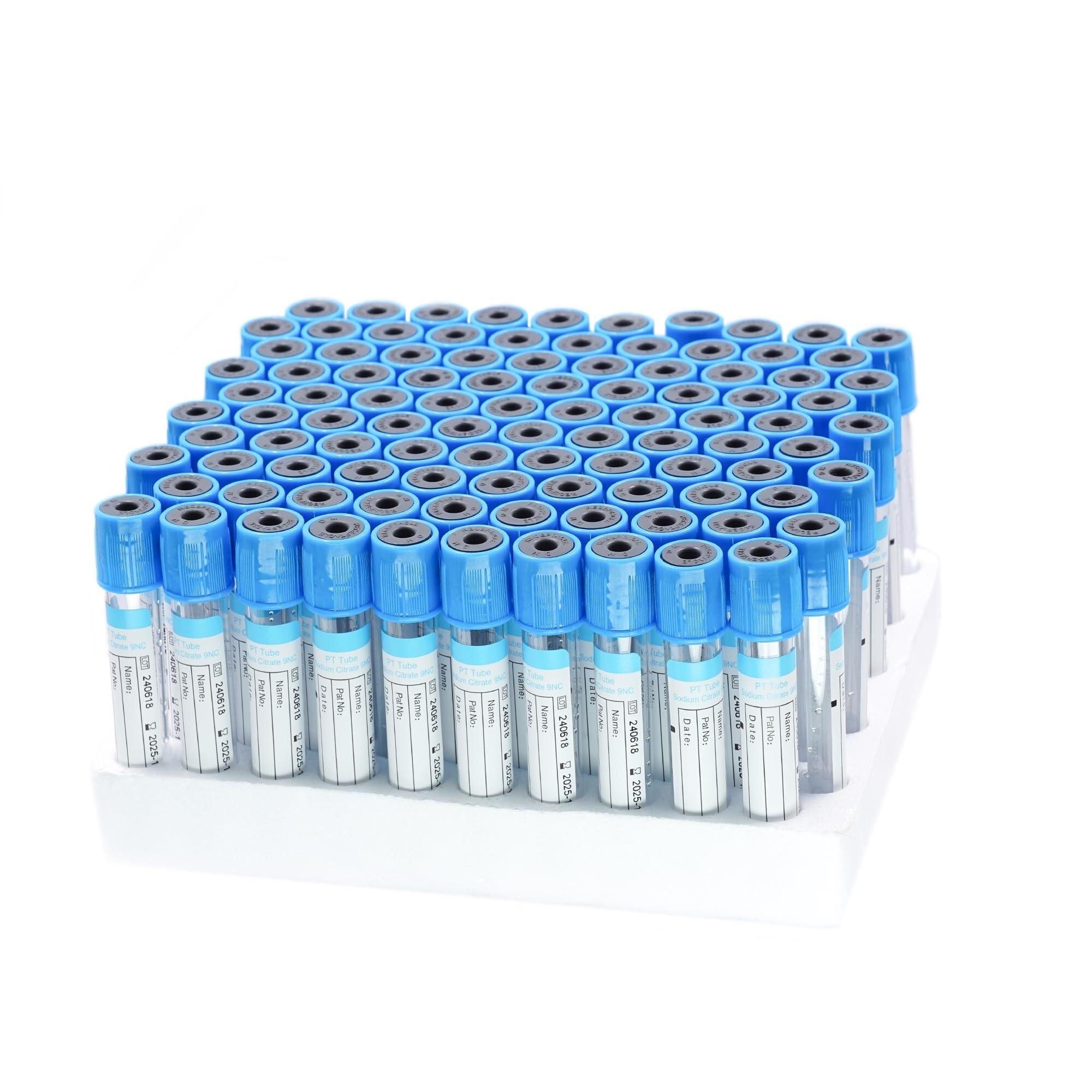 Provette per raccolta del sangue sotto vuoto del citrato di sodio di coagulazione, 100 provette sterili anticoagulanti PRP con cappucci blu