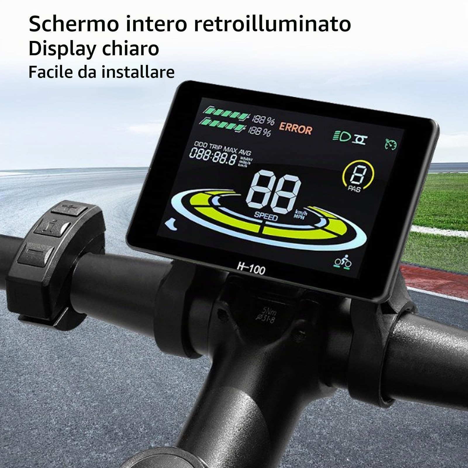 BuyWeek Kit Controller Brushless Onda Sinusoidale, 26A 36V 48V 500W 750W 3 modalità con Pannello LCD H-100 per Bici Elettrica