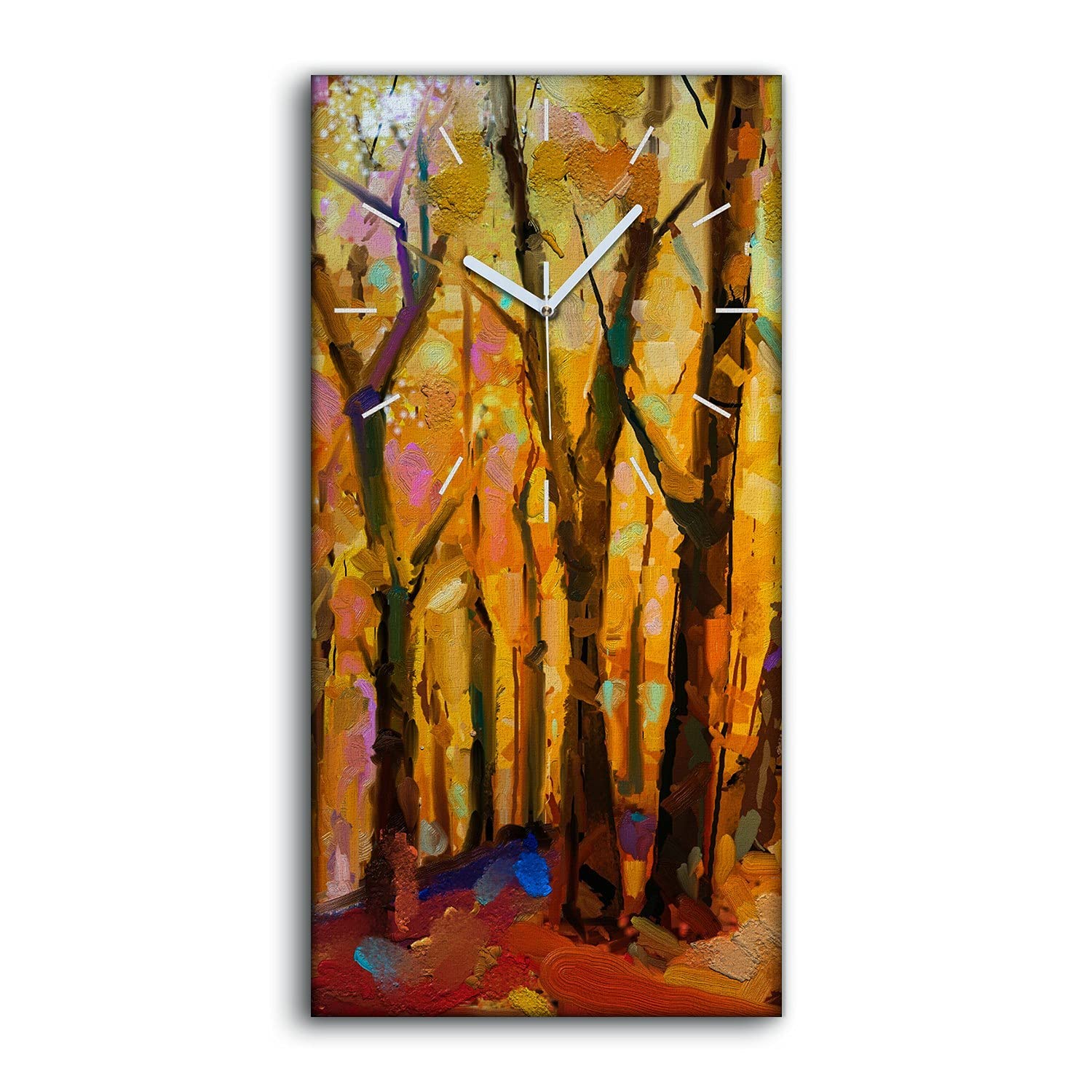 Horloge sur Toile Forêt d'Automne Image Art Moderne 30x60cm