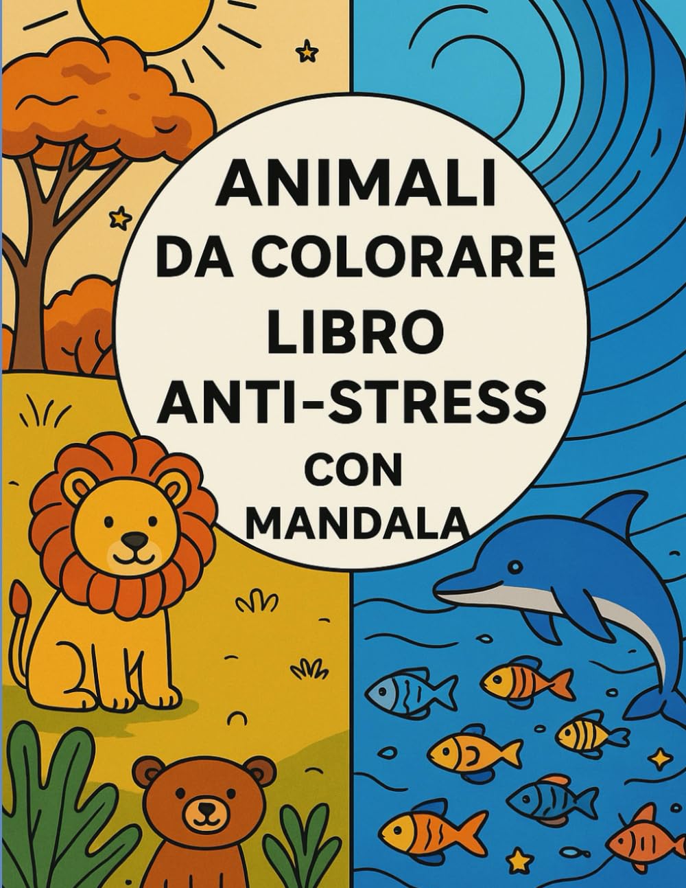 Animali da Colorare: Libro Anti-Stress con Mandala: 50 Illustrazioni Uniche di Animali per Rilassarsi, Stimolare la Creatività e Divertirsi