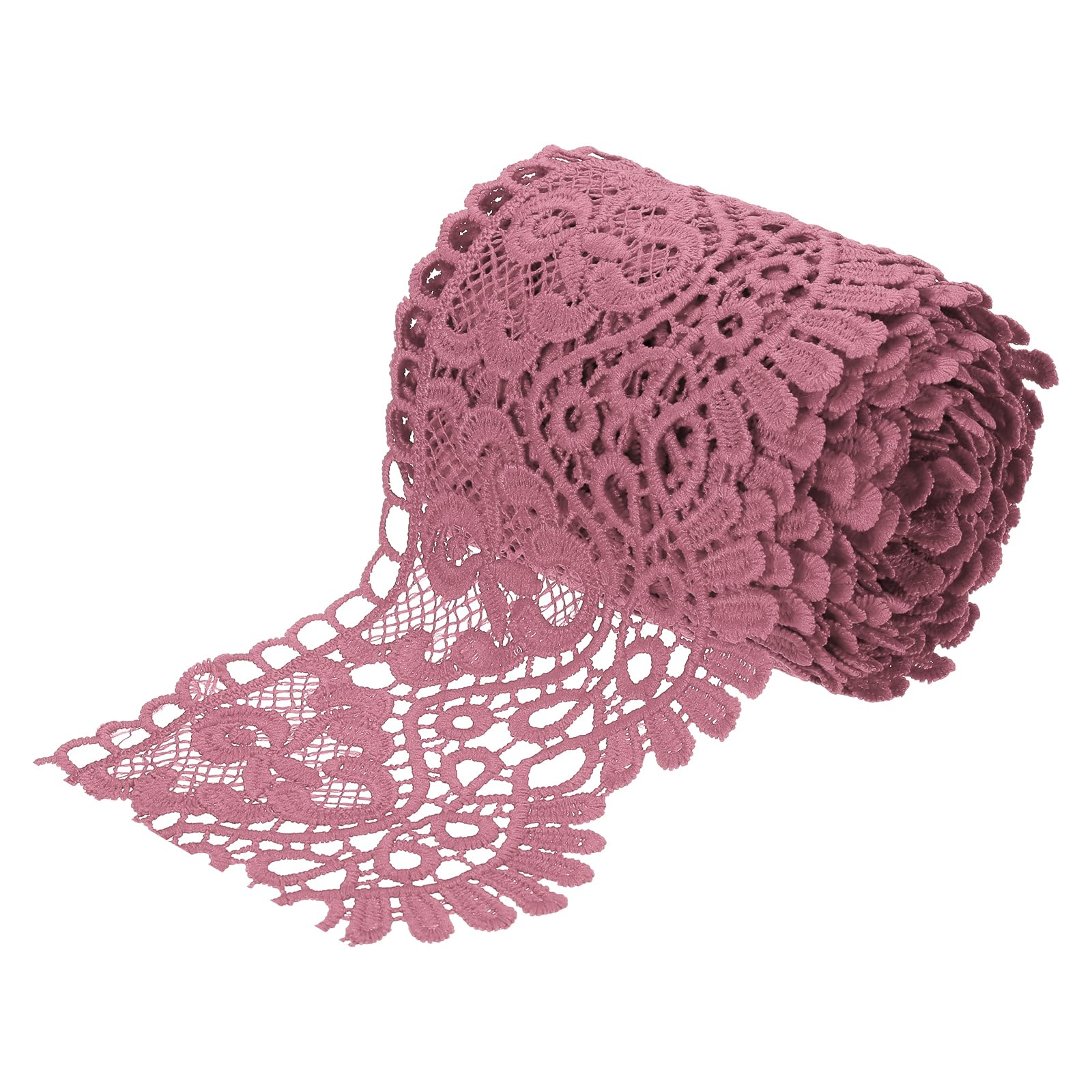 sourcing map 4 Inch Wide 5 Yard Lace Ribbon Floral Pattern Rose Red Lace Trim Ribbon for Sewing Making DIY Crafts Gift Wrapping Wedding Decor — image 1