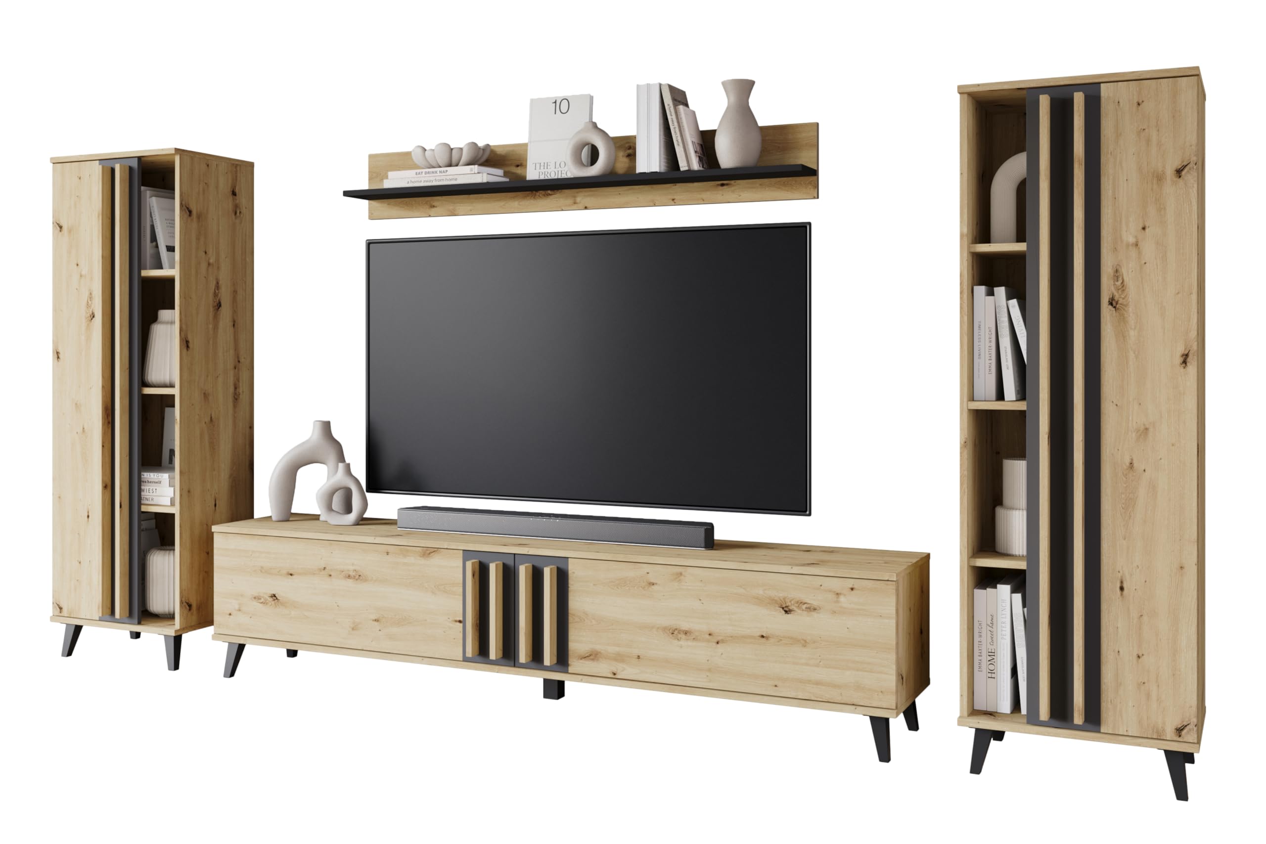 Wohnzimmermöbel-Set Helsinki I, Möbel-Set, Wohnzimmer, TV-Möbel, Eiche Artisan