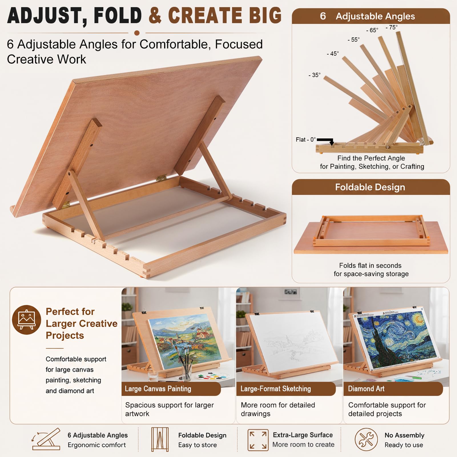 Beechwood Table Easel - Painting & Sketching Set -3