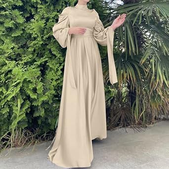IBTOM CASTLE Women's Muslim Kaftan Abaya Prayer Dress Long Sleeve Maxi Hijab Islamic Eid Middle East Arabian Dubai Robe Gown