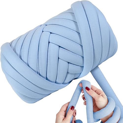 Hilo grueso ligero ultra suave de 2.2 libras (2.2 lbs) para tejer a mano, hilo de tubo de tela de poliéster exuberante para hacer bolsos, almohadas,