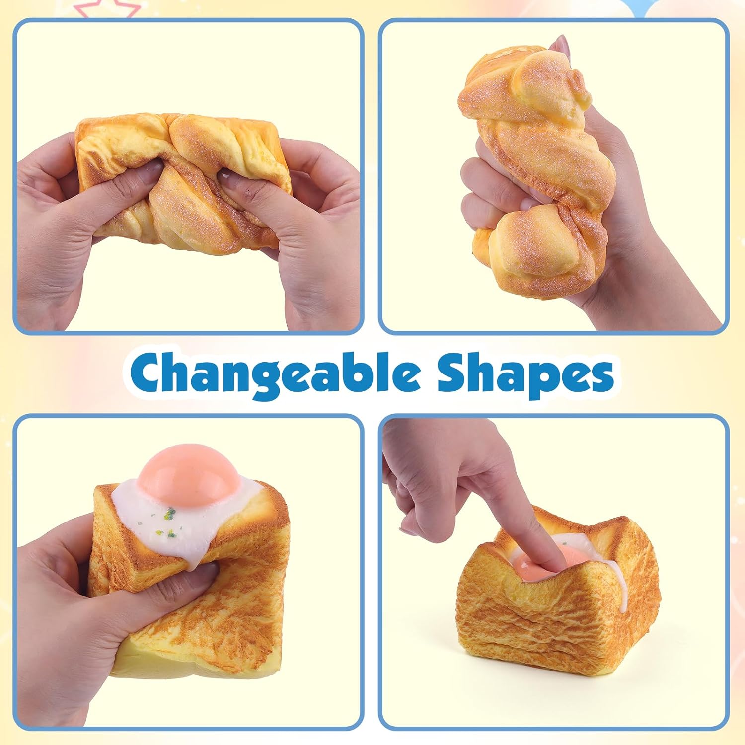 Anboor 2 Pcs Bread Squishies Toys, Scented Slow Rising Foam Squishies Food Squeeze Fidget Toys Stress Relief for Kids Teens Adults - Image 4