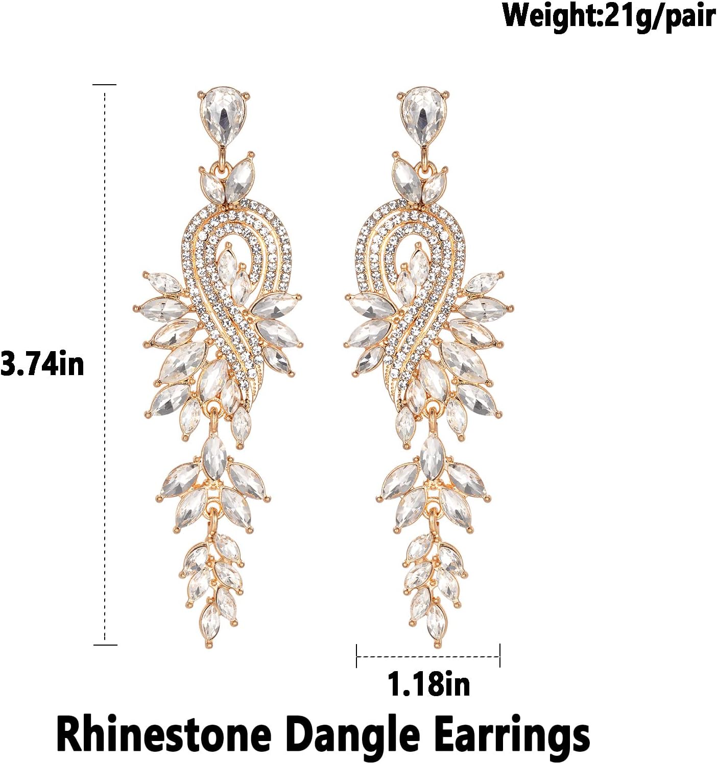 Chandelier Dangle Drop Earrings for Women Rhinestone Statement Earring Marquise Crystal Cluster Brides Wedding Bridal - Image 7