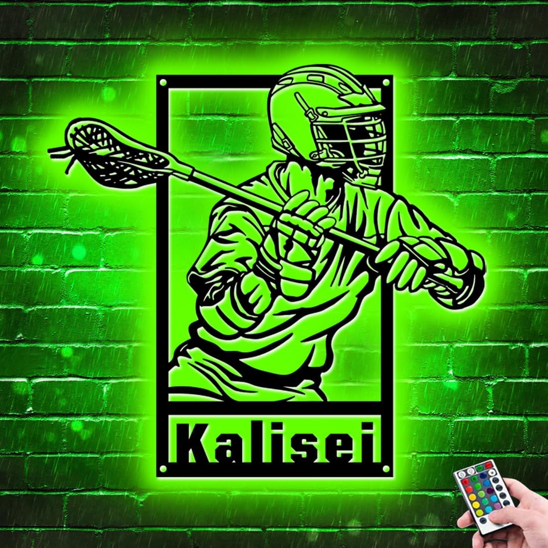 Custom Name & Number Lacrosse Wall Art Neon Sign,Personalized Lacrosse Player Metal