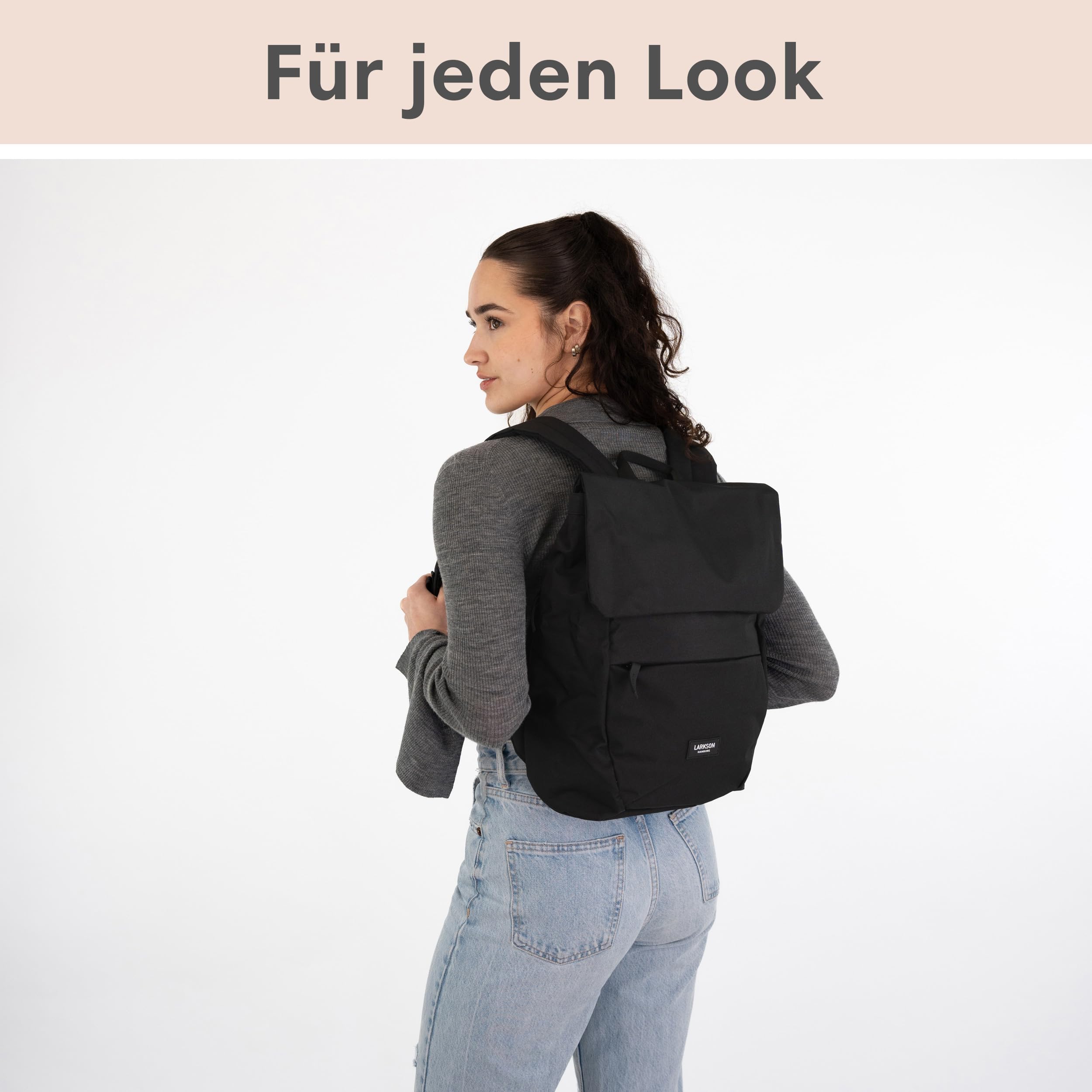 LARKSON Rucksack Damen Klein Beige - Ronja - Moderner Tagesrucksack mit Laptopfach für Uni Business City - 10L - Nachhaltig - Wasserabweisend