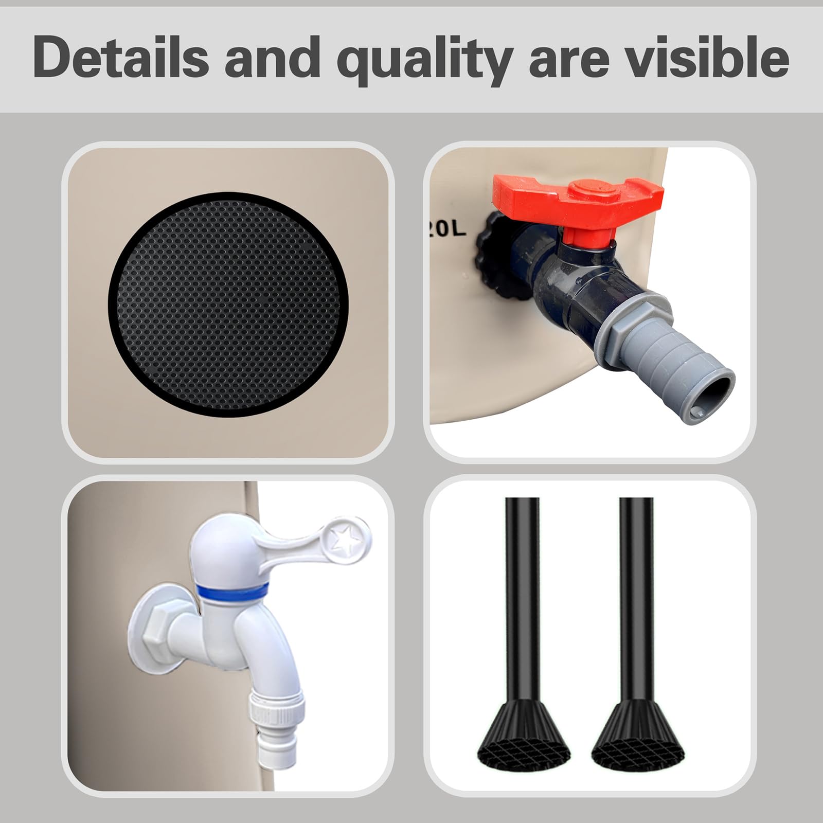Depósito De Agua Plegable Para Lluvia PVC, Sistema Portátil De Recolección Con Colector Para Bajante, Ideal Para Jardín, Patio O Huerto,500L