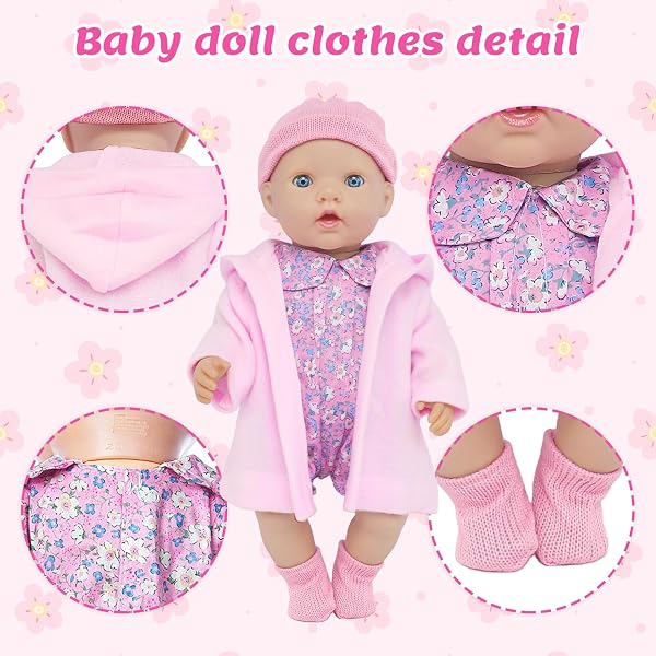 4 Pièces Vêtements et Accessoires pour Poupées pour Poupées 40-45 cm et 16-18 Pouces Inclut Combinaison, Chaussettes,Chapeau,Manteau(poupée Non Incluse) - 4