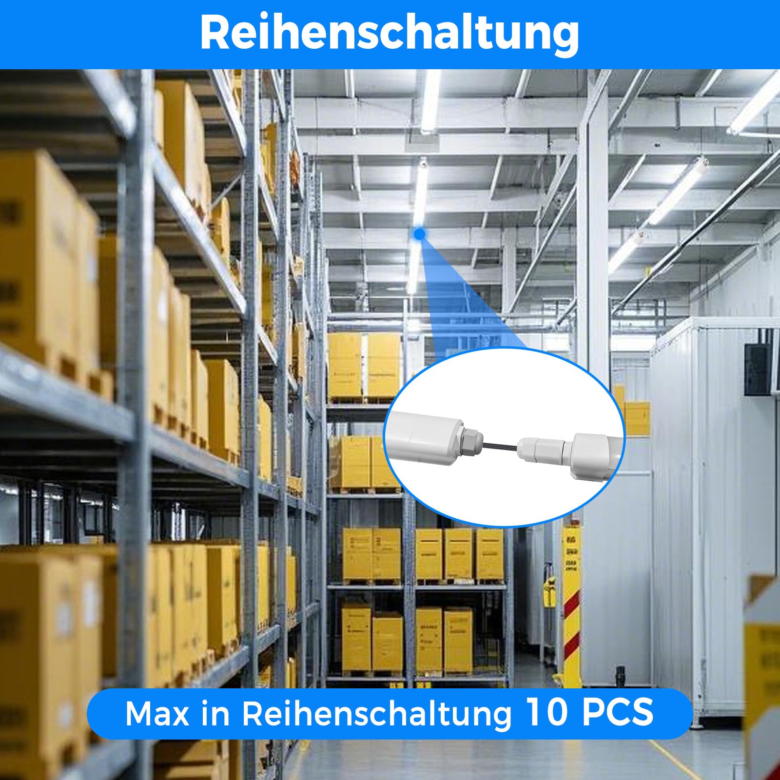 Peasur Feuchtraumleuchte LED 60CM, 3000K/4000K/6500K LED Deckenleuchte Röhre 18W 1980LM Leiste Flach, IP65 Wasserfest Lampe Lichtleiste für Werkstattlampe Kellerlampe Leuchtstoffröhre