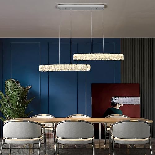 Miniatura 71 de Moderno candelabro de cristal LED, iluminación empotrada, lámpara colgante con control remoto para sala de estar, comedor, dormitorio, isla