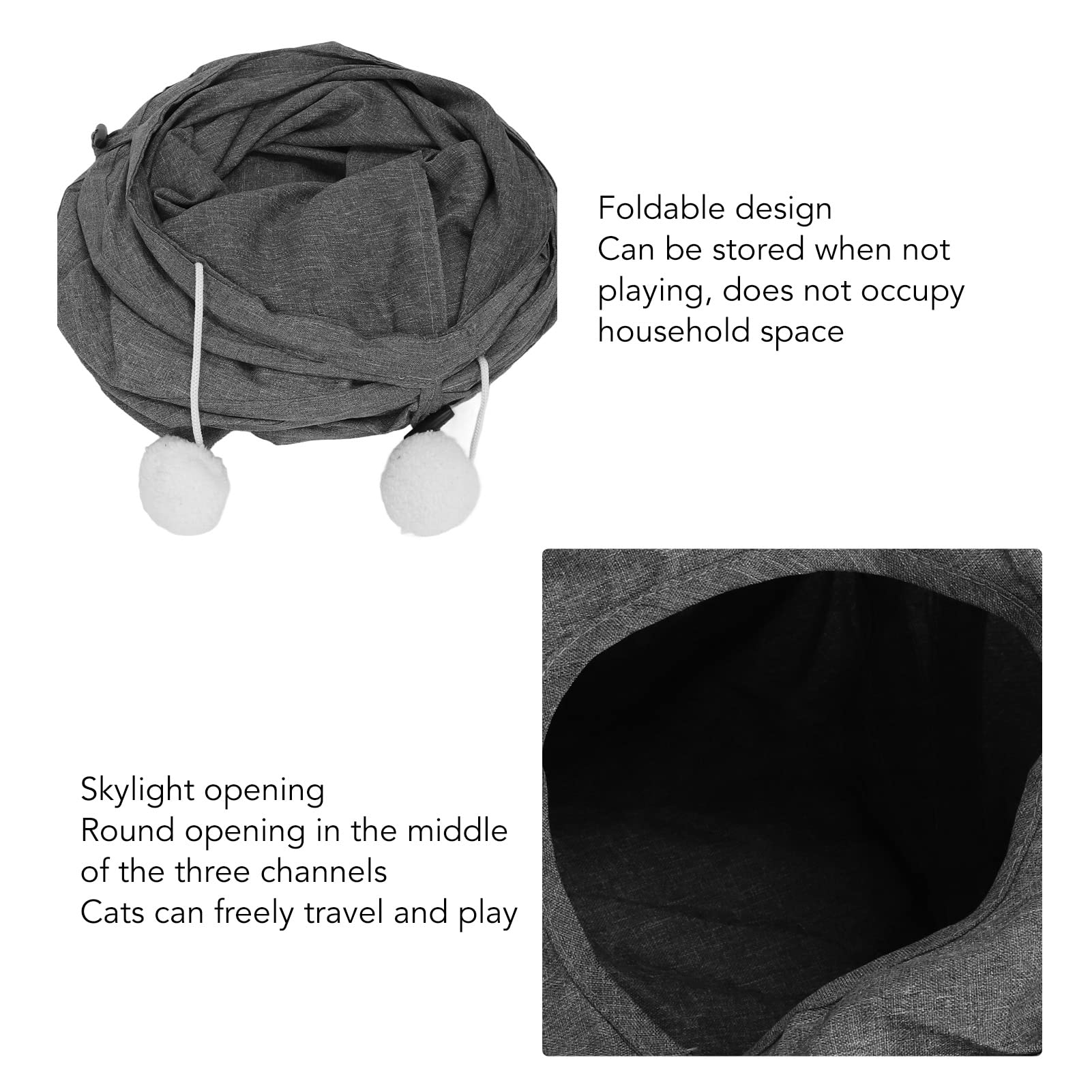 Tunnel de Jeu pour Chat, Tunnel pour Chat Pliable et Sûr à 3 Voies avec Ouverture de Lucarne pour l'exercice Quotidien des Chats