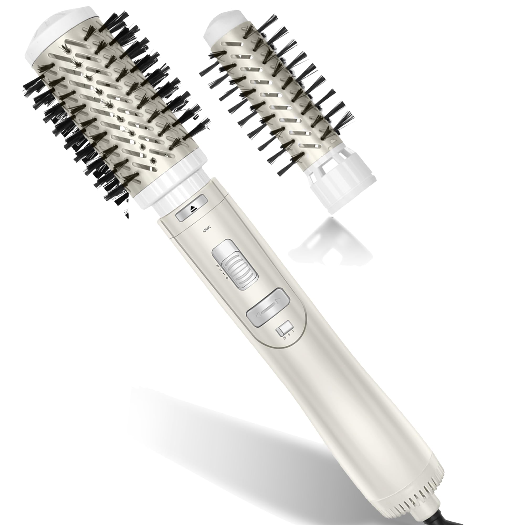 Rotating Hair Dryer Brush, UKLISS Hot Air Styler 2 in 1 with 28mm | 53mm Hair Curling Brush, Blow Dryer for Styling, Hot Brush Hairdryer for Short Long Hair, Gifts Set for Women Hair Styling - White