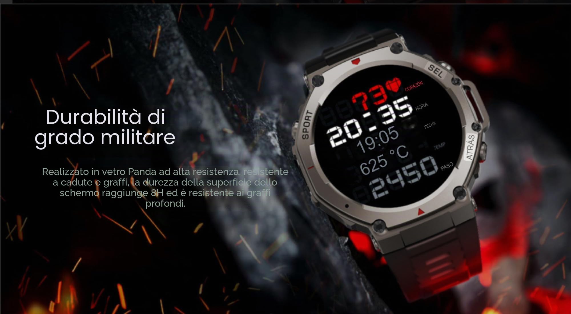 Smartwatch da uomo e donna, GPS, con schermo AMOLED 1.43 da 460 x 460, altimetro barometrico e bussola con batteria da 500 mAh, resistenza di grado militare, monitor della salute