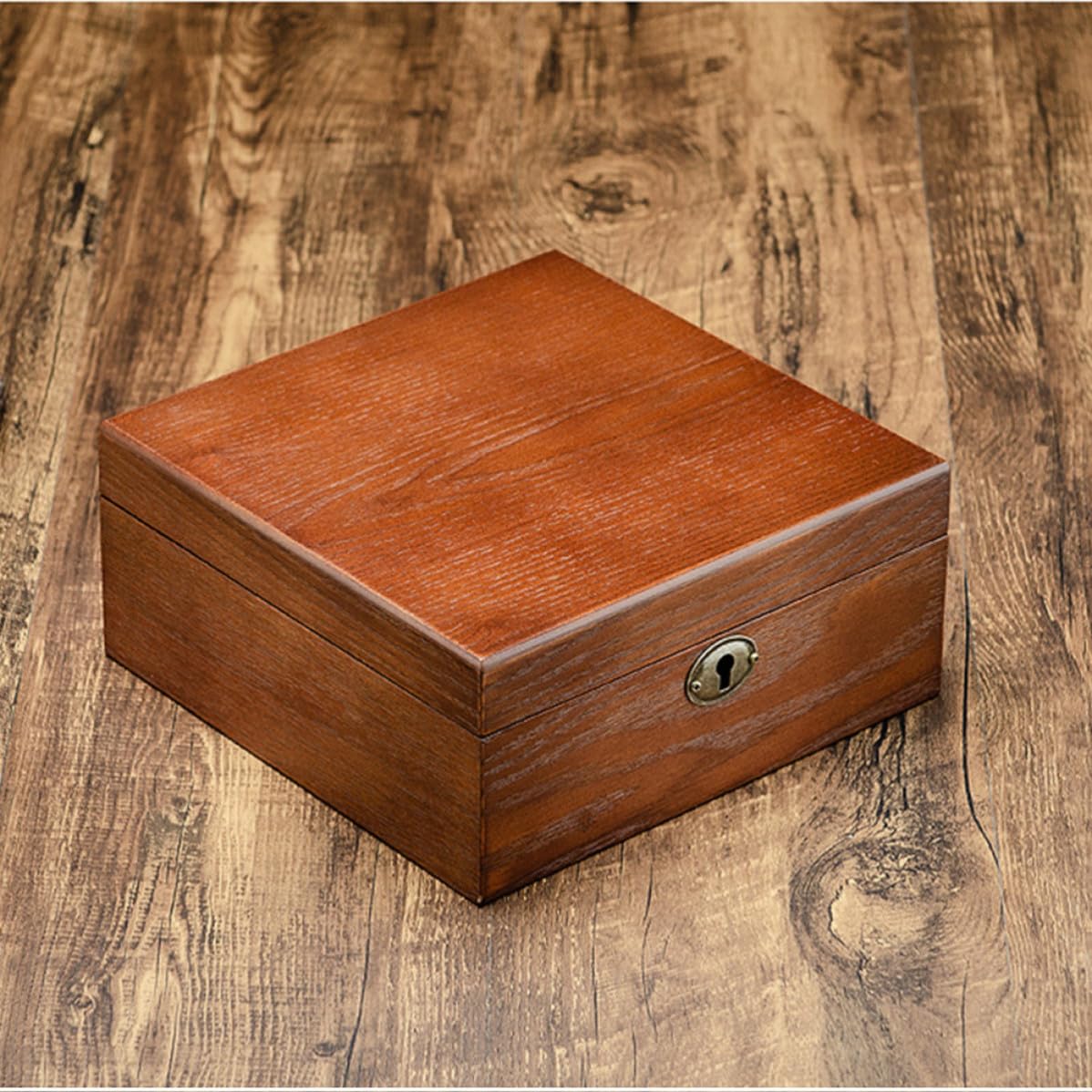Holz Uhrenbox mit 6 Fächern, Abschließbar, für Zuhause und Geschäft | Braun, Aufbewahrung und Präsentation für Uhren und Schmuck, Passend für Sammler