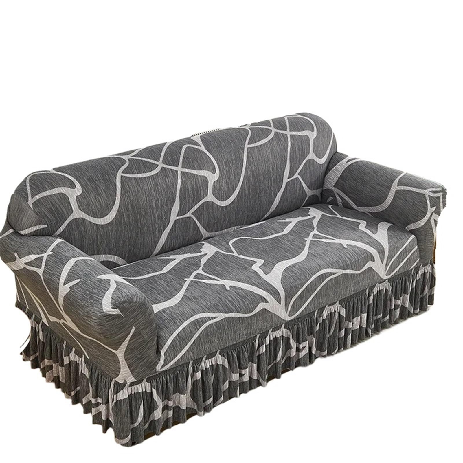 CHAKEUZND sofa slipcovers， Elastic Printed Sofa Slipcover With Skirt Multicolor Multiple Sizes(Color 03,4seater(235-300cm))