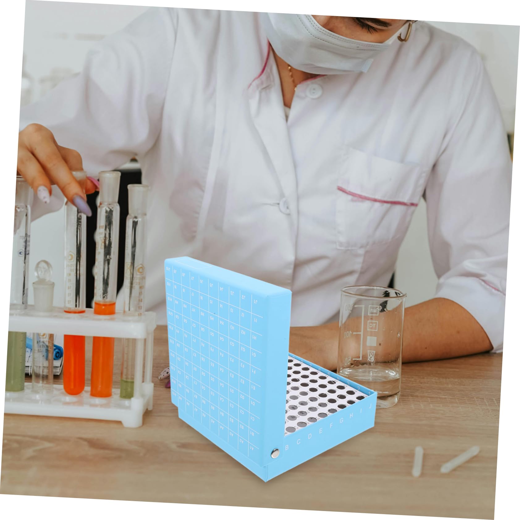 Produktbild von Mikrozentrifugenröhrchen-Aufbewahrungsbox – Pappe, 100er-Gitter, Gefriergeeignet