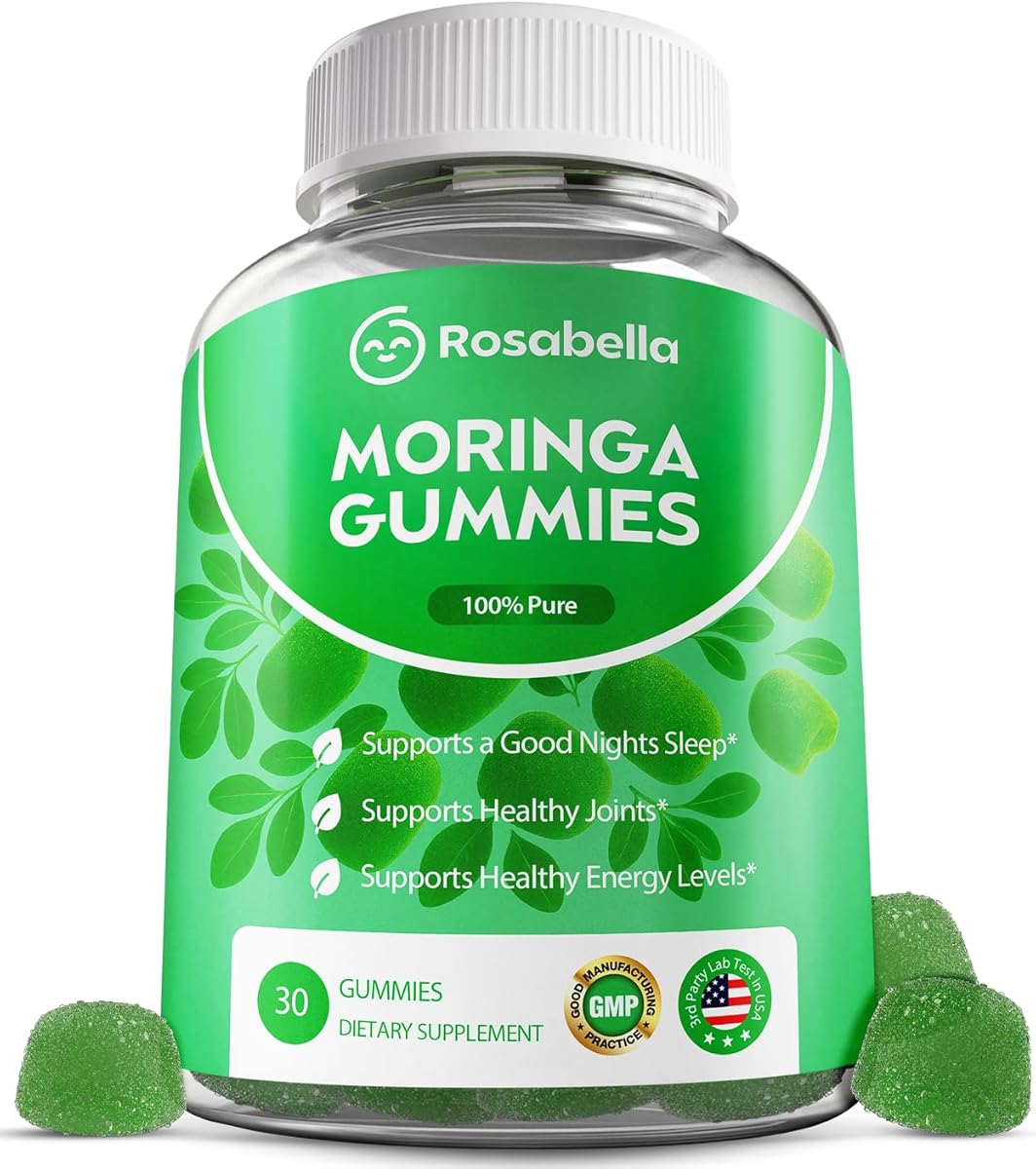 Rosabella Rosabella Moringa Gummies – Moringa Leaf Extract 1000mg Equivalent Per Serving – Natural Energy & Balance – Non-GMO, Gluten-Free Superfood Gummies for Women & Men – 30 Count