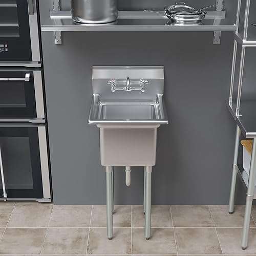 Miniatura 7 de AmGood Fregadero de acero inoxidable para preparación y uso general | NSF | Acero inoxidable 304 | Restaurante, cocina, lavandería, garaje | (Tamaño