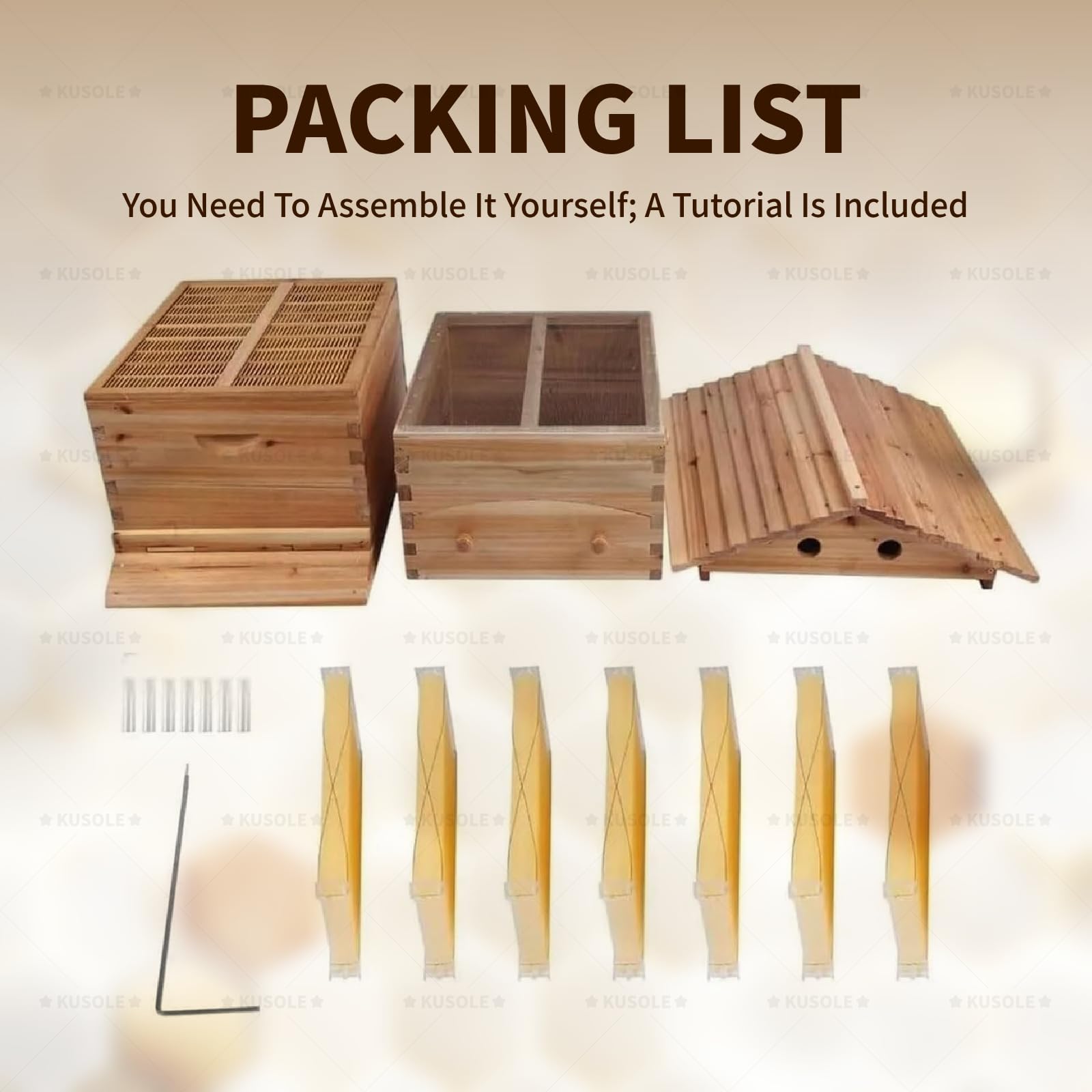 Kit de Inicio de Colmena y Suministros, Adecuado para Principiantes en Apicultura, con Ventana de observación, Incluye 7 bandejas de Panal