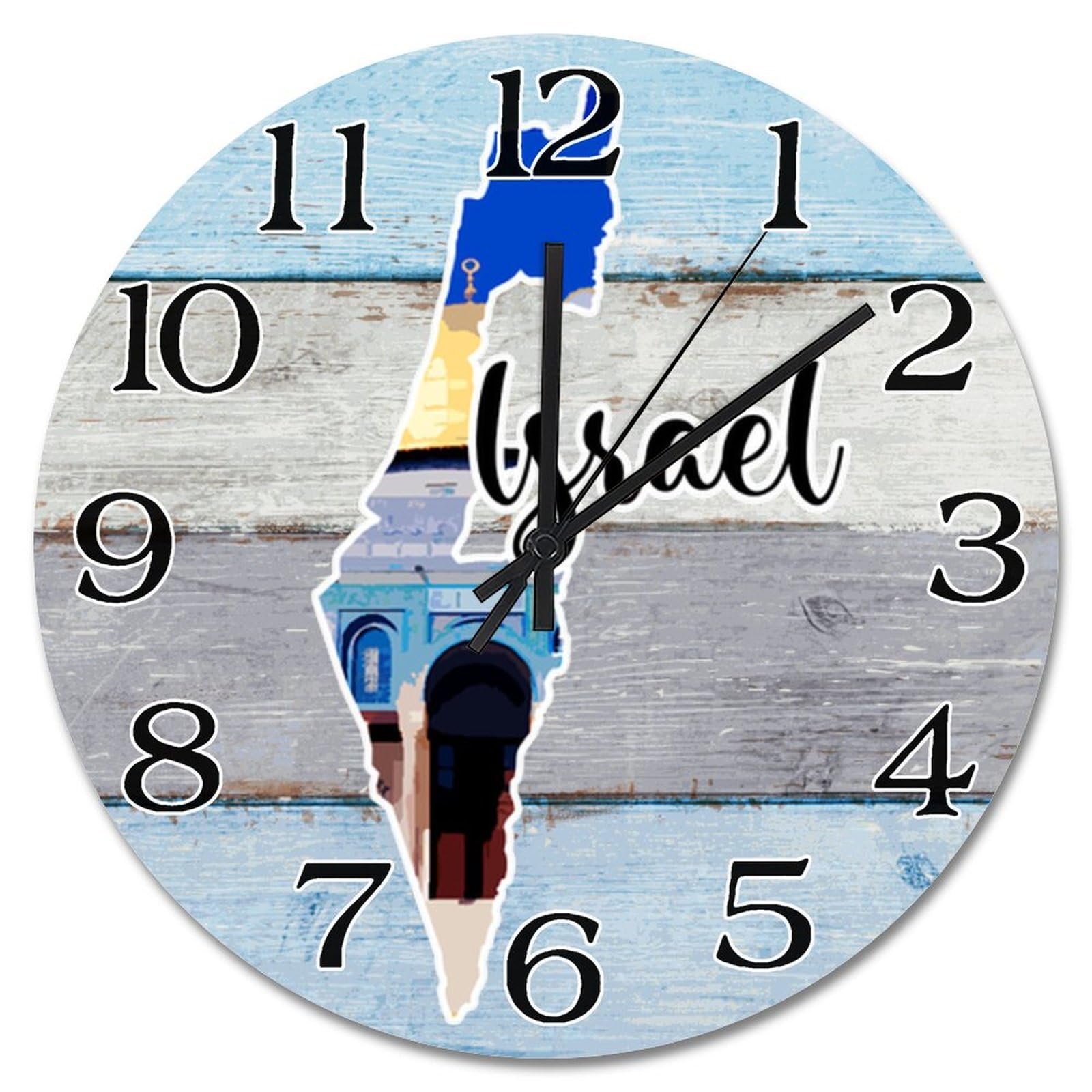 Horloge murale paysage urbain Israël en bois idée cadeau maison originale