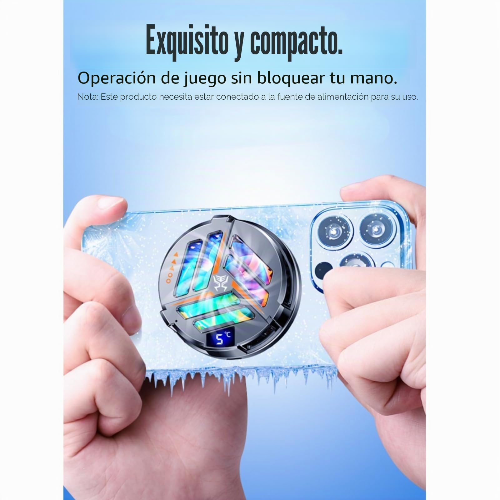 Enfriador de Teléfono Magnético Enfriador de Teléfono para Juegos, Compatible con 12,13 y 14 Series, con Pantalla LED para Teléfono Inteligente/Tableta