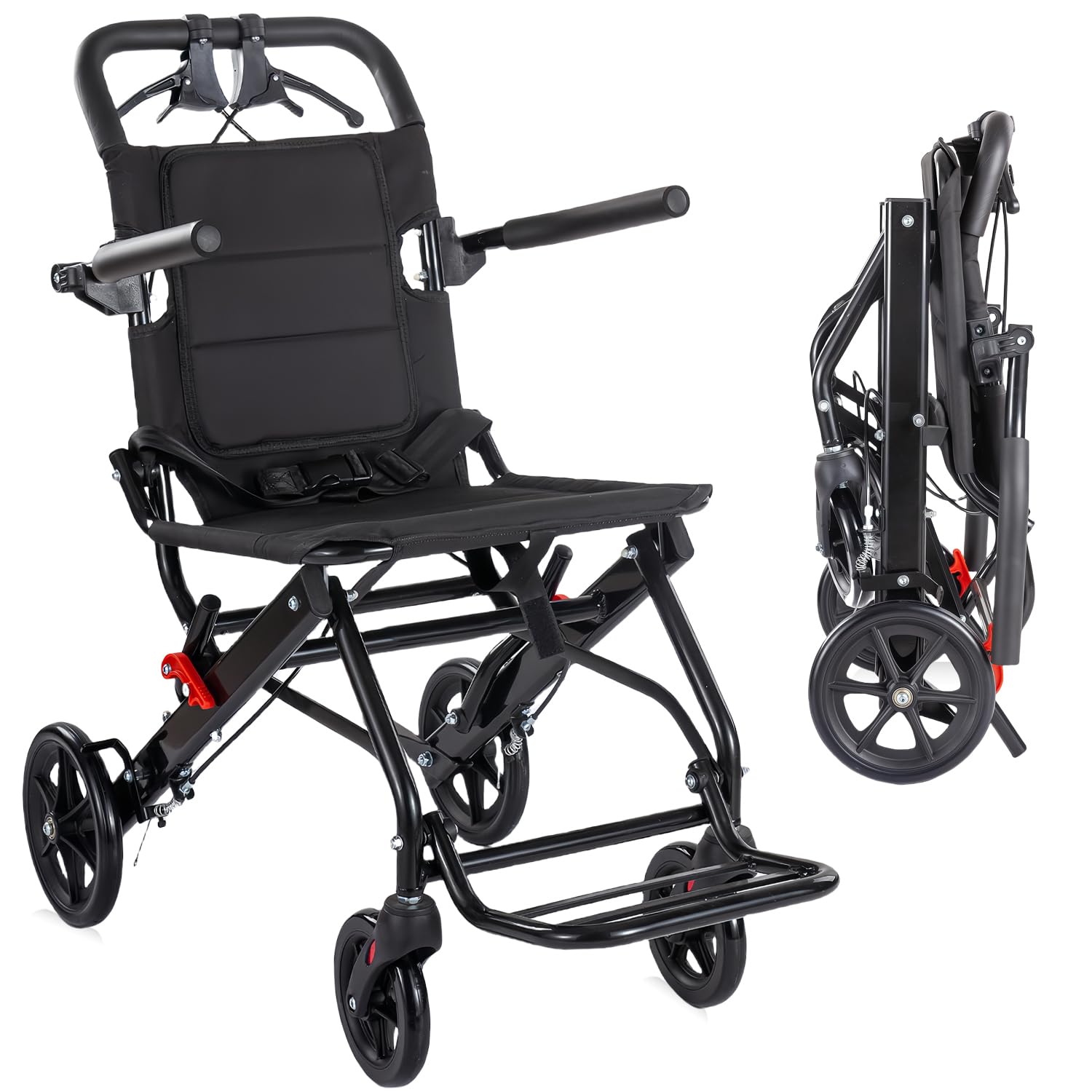 コンパクト軽量・折り畳み式車椅子・アルミ製ブレーキ付き・ノーパンクタイヤ Amazon | Kaitou 車椅子 軽量 折りたたみ アルミ製 介助ブレーキ