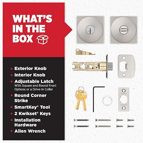 Vista 60 de Kwikset Pismo - Manija con cerradura y llave, para exterior, puerta de entrada y dormitorio, con seguridad antirrobo SmartKey Rekey y Microban, Mate