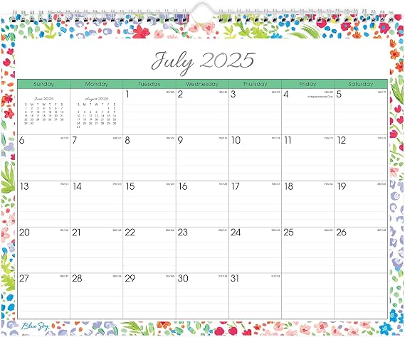 Blue Sky 2025-2026 Monthly Academic Wall Calendar, 15x12, Ditsy Dapple