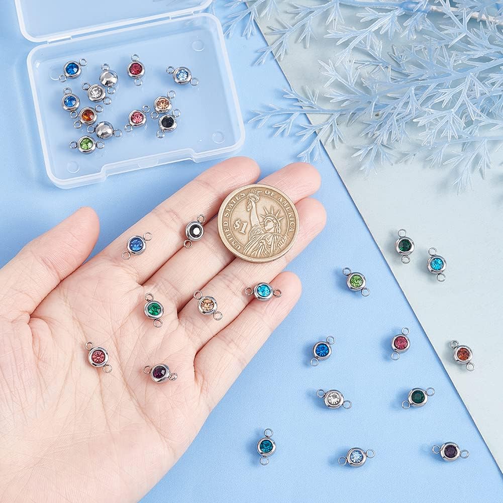 UNICRAFTALE Rhinestone Charms Pendants Link Connectors Birthstone Charms Crystal Glass Linking Pendant Diamond Connectors for Earring Necklace Bracelet Jewelry Making - Image 4