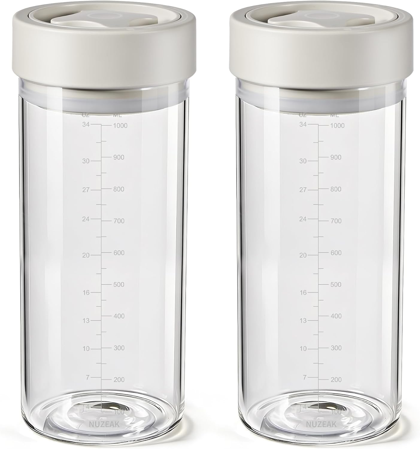 34 fl oz 2 Pack Round Glass Pantry Jars with Airtight Lids, Twist-Seal