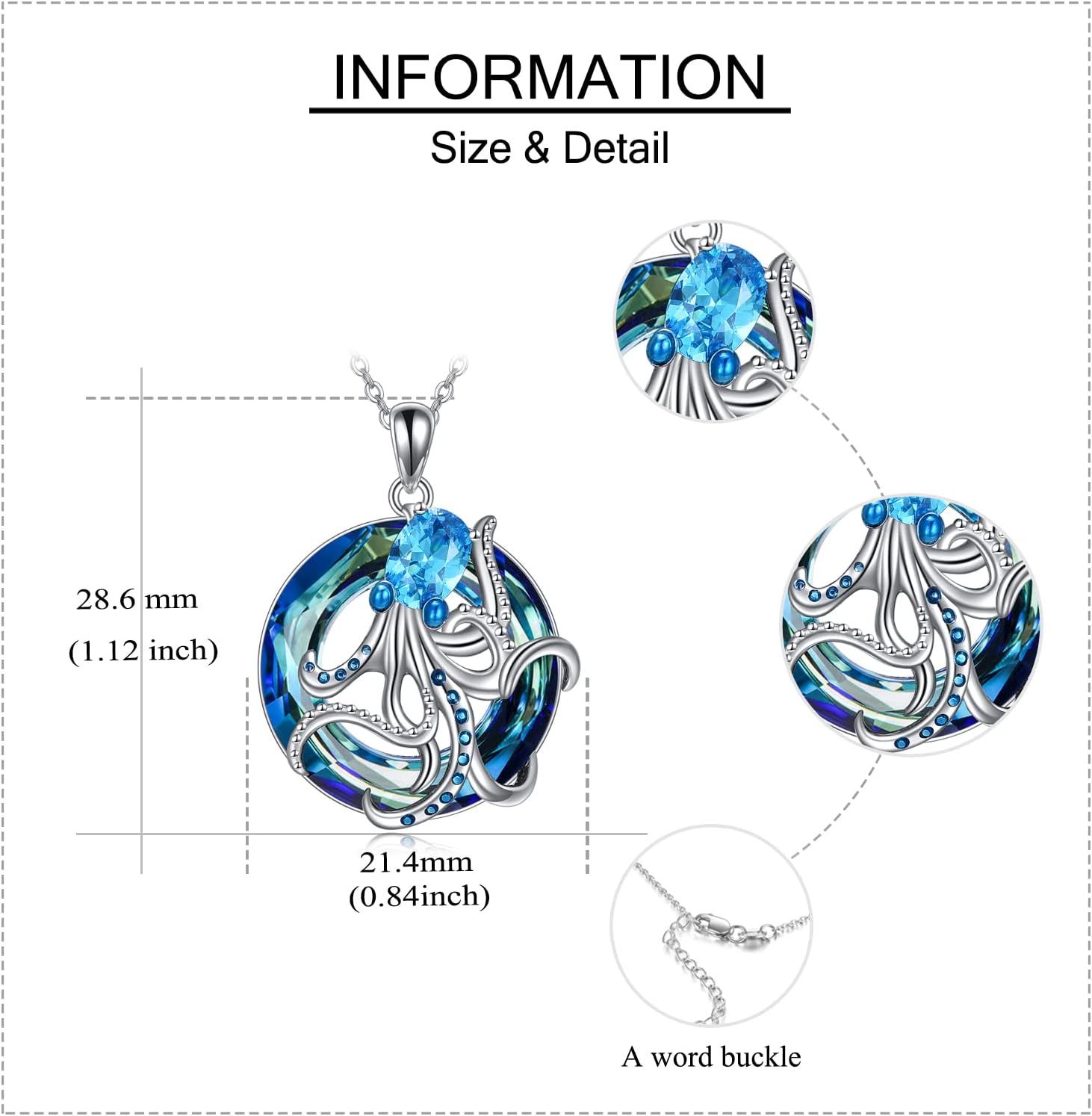 YFN Octopus Gifts for Women Sterling Silver Octopus Pendant Necklace Ocean Animal Jewelry for Ocean and Octopus Lovers - Image 4