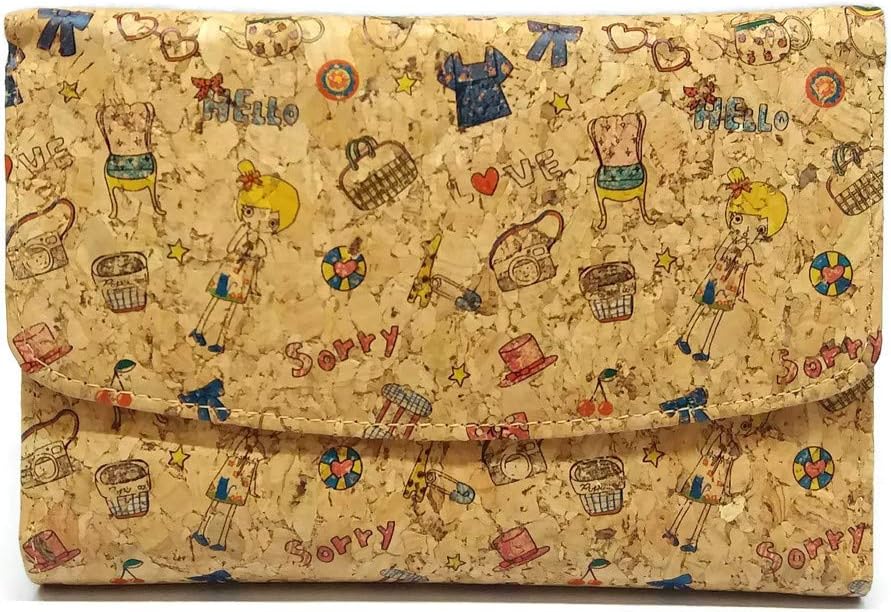Vegan Wallet Cork Women Bifold with Zipper for coin slot 3pubtoon-new