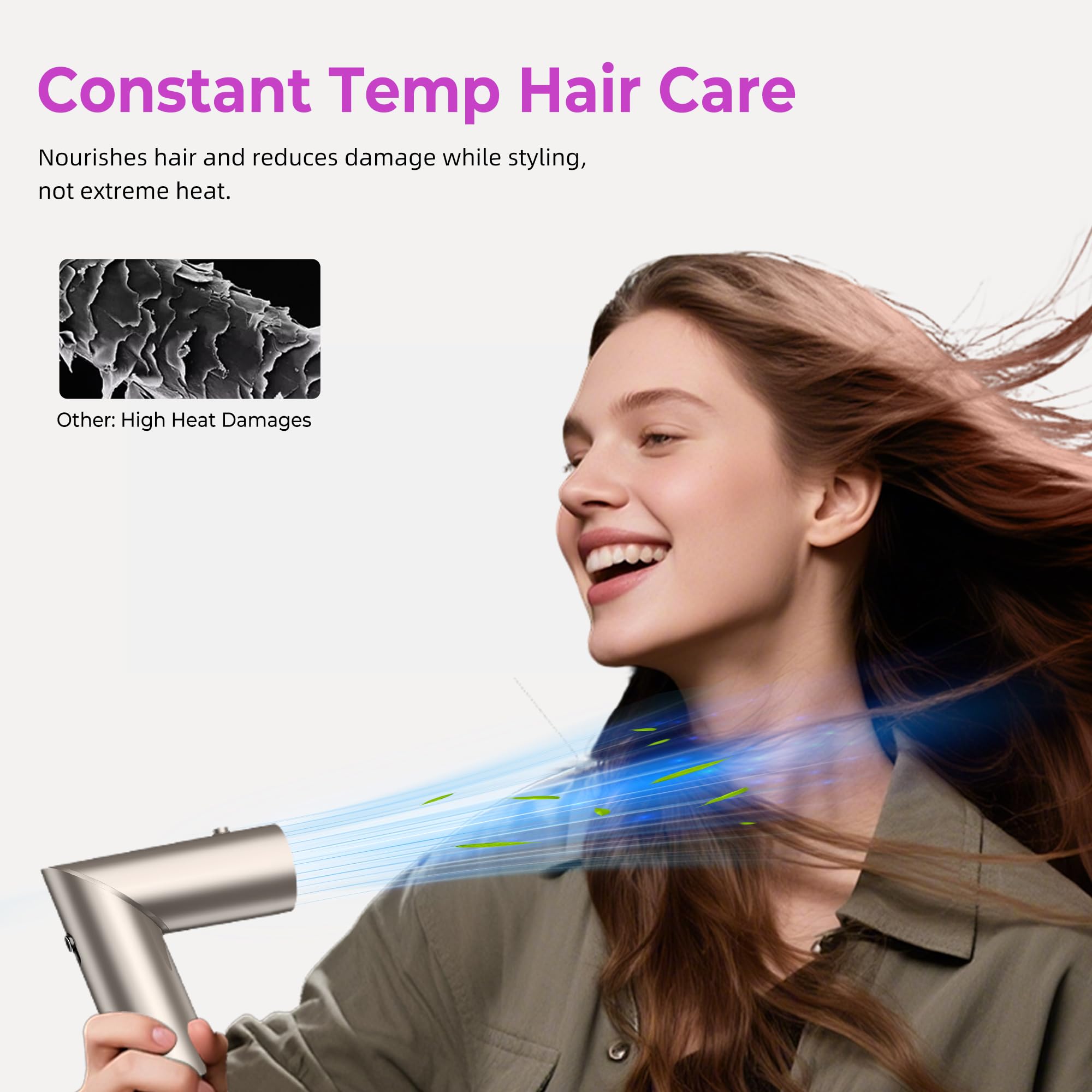 6 en 1 Hairstyler Cepillo de Aire Airstyler Secador Pelo con Difusor Moldeador Pelo con 6 Accesorios para el Peinado Cepillo Alisador Pelo Rizador Pelo Ondas Caja Regalos para Mujer, Oro-platino