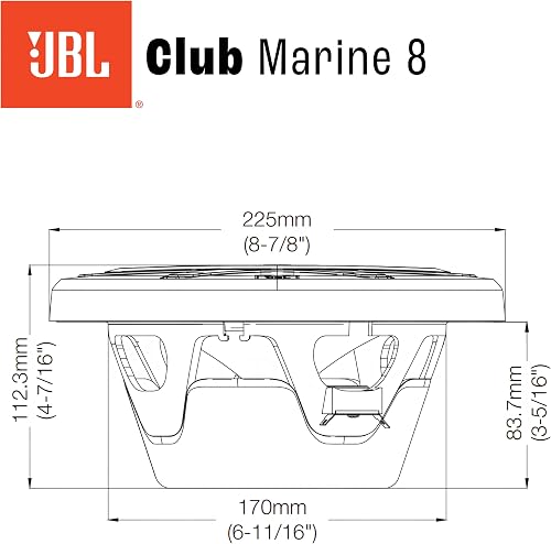 JBL Marine CLUB82 8 in / 20 cm 2-Way Coaxial Boat Speakers - 13