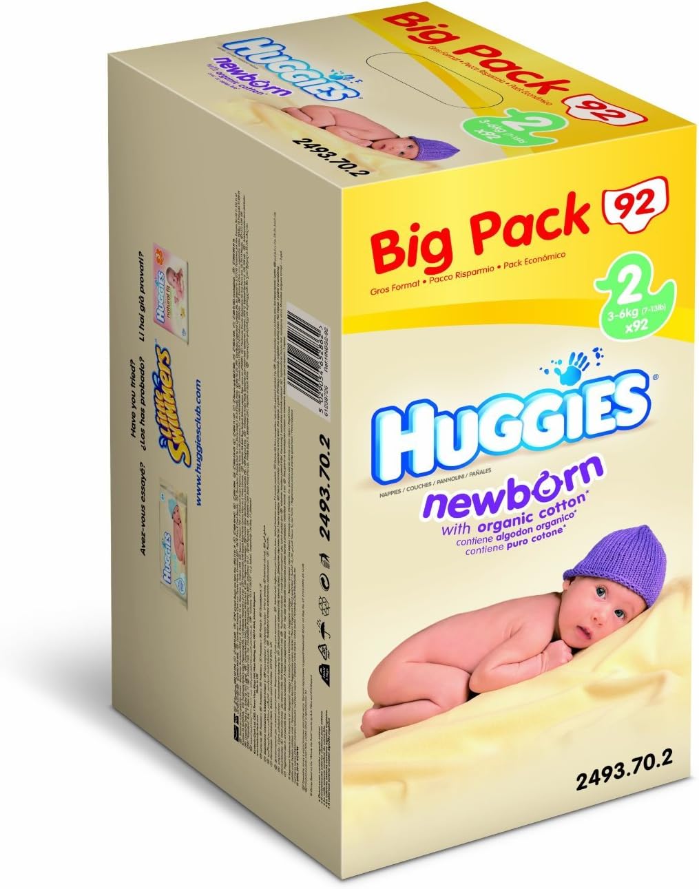 Huggies Newborn Nappies Size 2 (3 To 6 Kg) Big Pack 1 X 92 Nappies