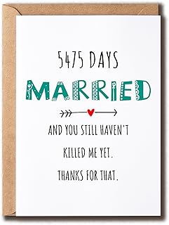 OystersPearl 15th Anniversary Card - 5475 Days Married - Funny Wedding Anniversary Card - Husband Wife Couple