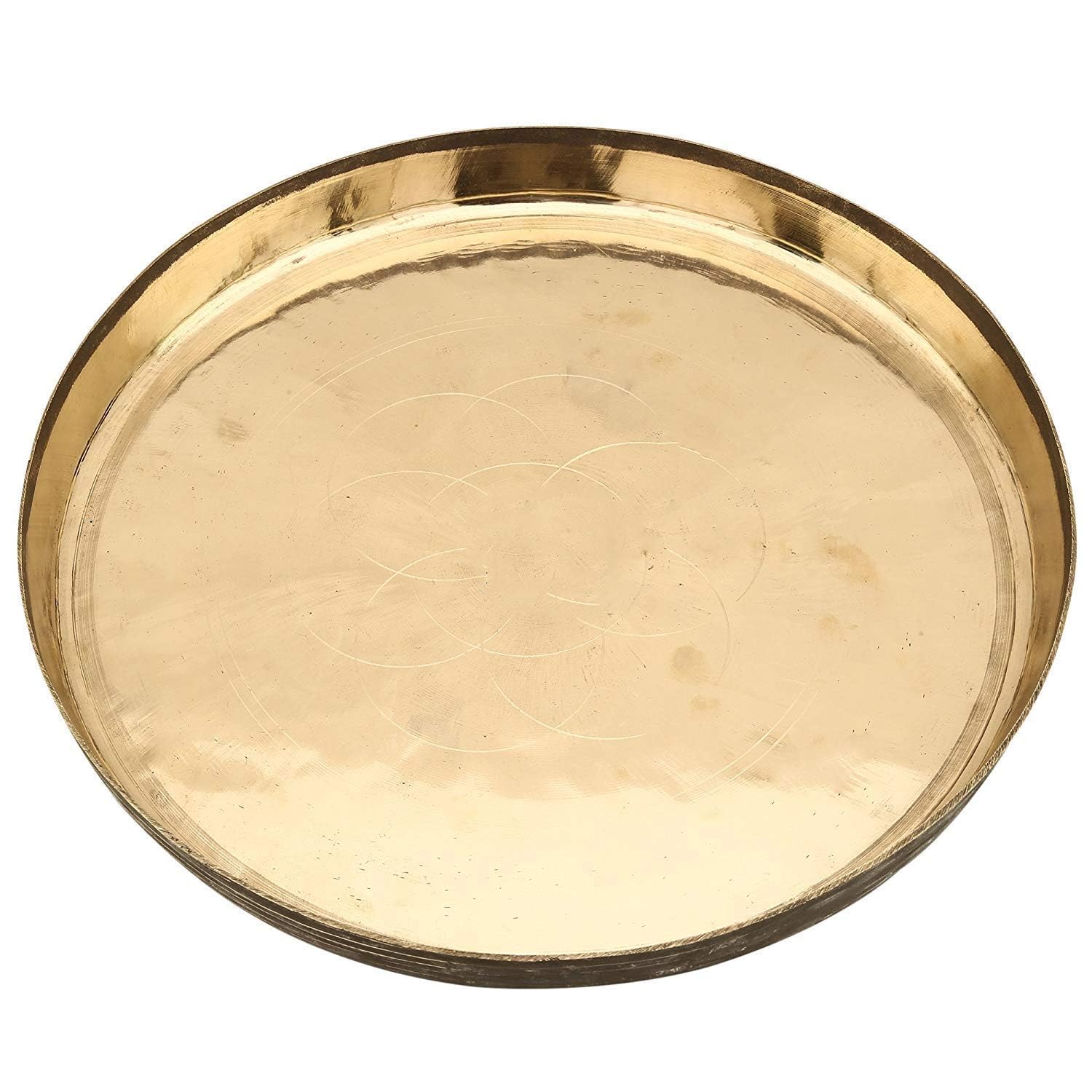 Tannu Craft Bronze Metal thali kanshi kansa Handmade Pooja Thali Handmade Kansi Plates Bell Bronze Metal Tray Pooja Thali (620 g, Bronze)-image-45