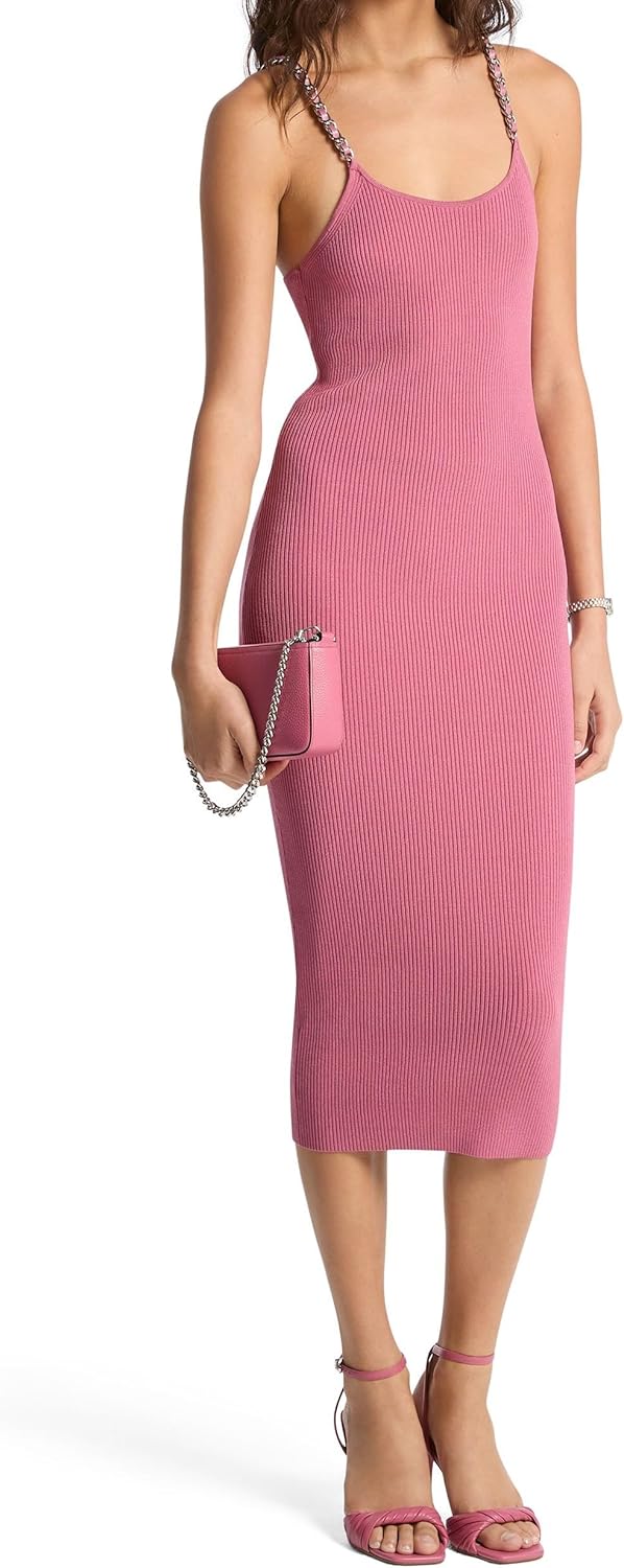Michael Kors Womens Chain Strap Midi Dress