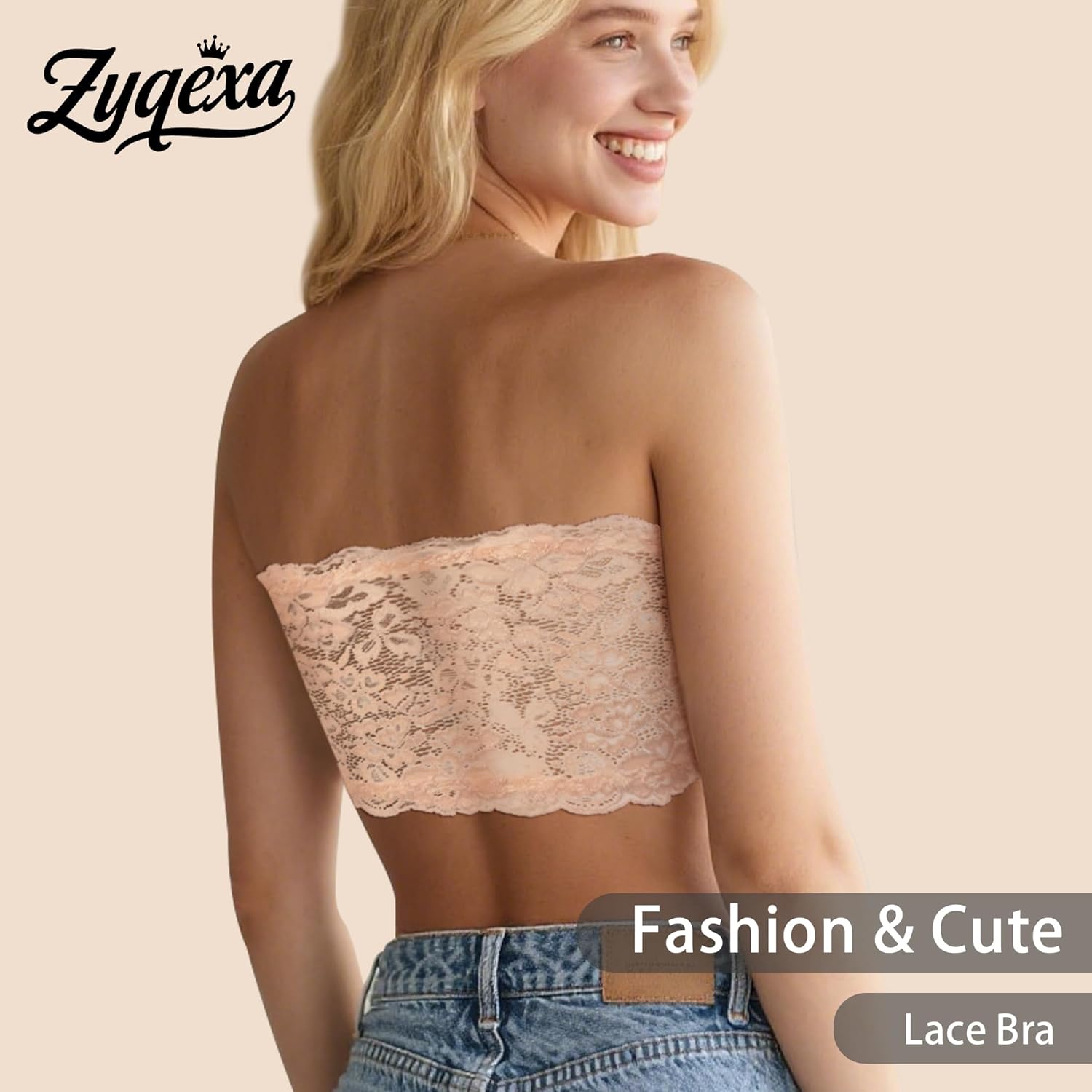 3 Pieces Lace Bandeau Bralette Strapless Bras for Women Wireless Seamless Floral Lace Tube Top Bra Full Coverage - Image 6