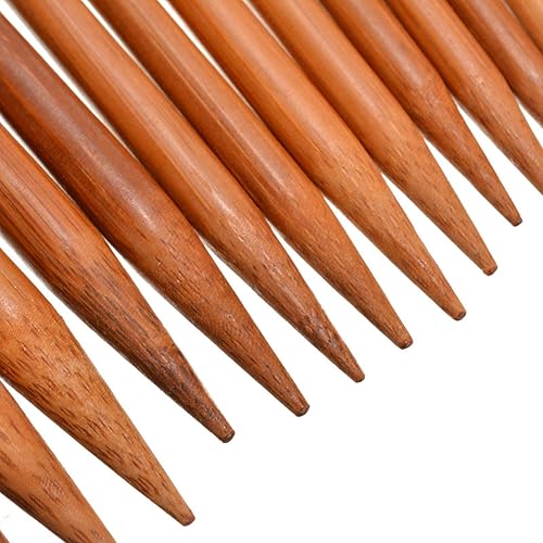 Miniatura 6 de BCMRUN Juego de 36 agujas de tejer de bambú, agujas de tejer carbonizadas rectas de un solo punto con accesorios de juego completo, 18 tamaños de