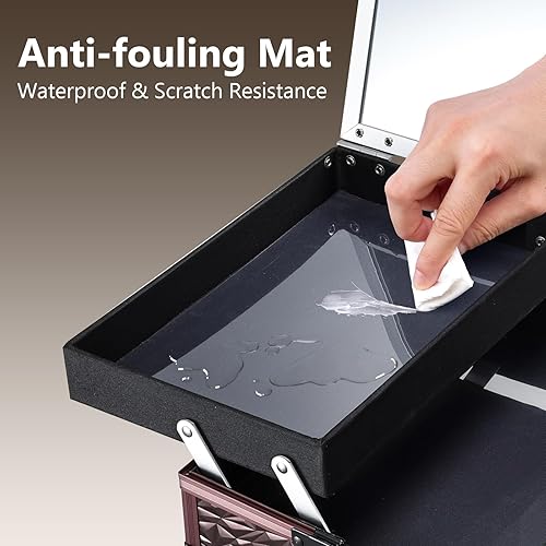 Vista 76 de Joligrace Estuche organizador de maquillaje, caja de maquillaje portátil para cosméticos, estuche de almacenamiento duro con 2 bandejas de bloqueo